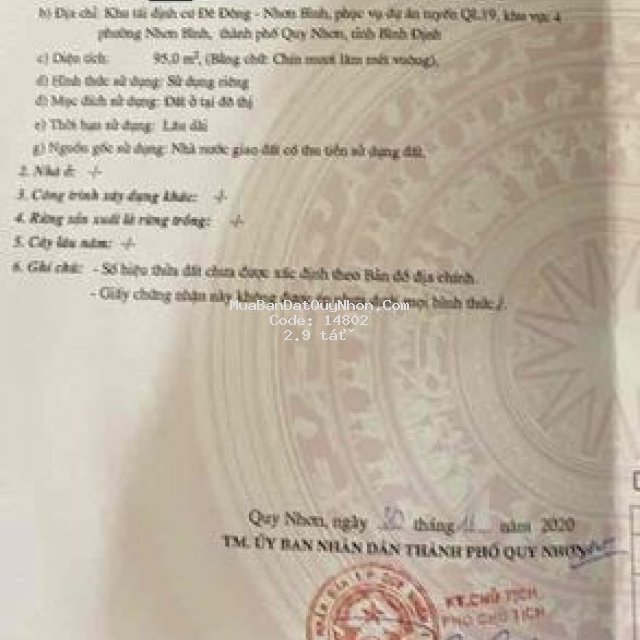 Cần bán lô đất khu tđc đê đông quy nhơn