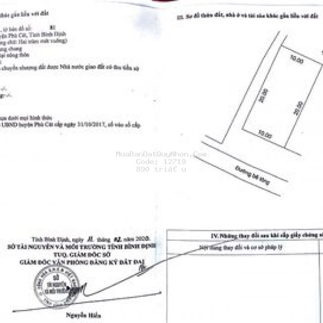 Chính chủ bán đất 200m2, mt trần hưng đạo, phùcát
