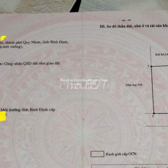 Chính chủ bán đất tại đường hùng vương, quy nhơn