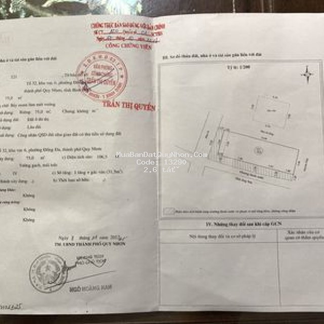Chính chủ bán nhà hẻm quy nhơn 100m2 2.6 tỷ