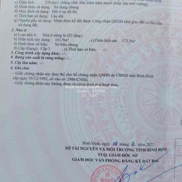 Chính chủ cần bán nhà trung tâm thành phố quy nhơn