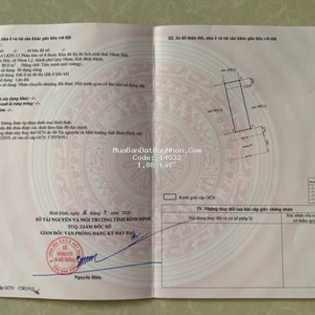 đất nền biển quy nhơn, sổ đỏ riêng 71m2 giá 1,88 t