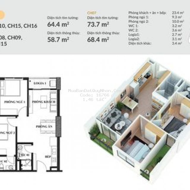Giá chủ đầu tư bán căn 2 pn view sông