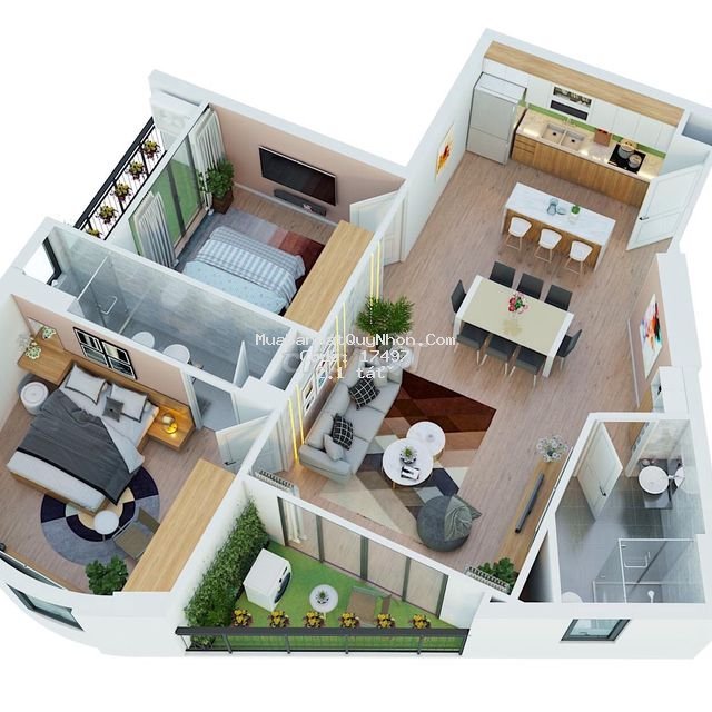 Giá chủ đầu tư bán căn góc 2pn, 2wc 2.1 tỷ 85m2