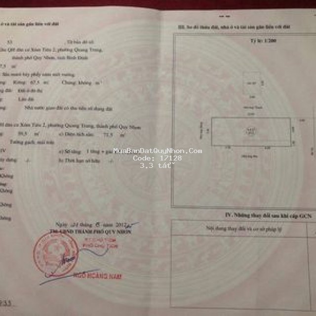 Nhà mặt tiền 67,5m2 khu xóm tiêu, p. quang trung