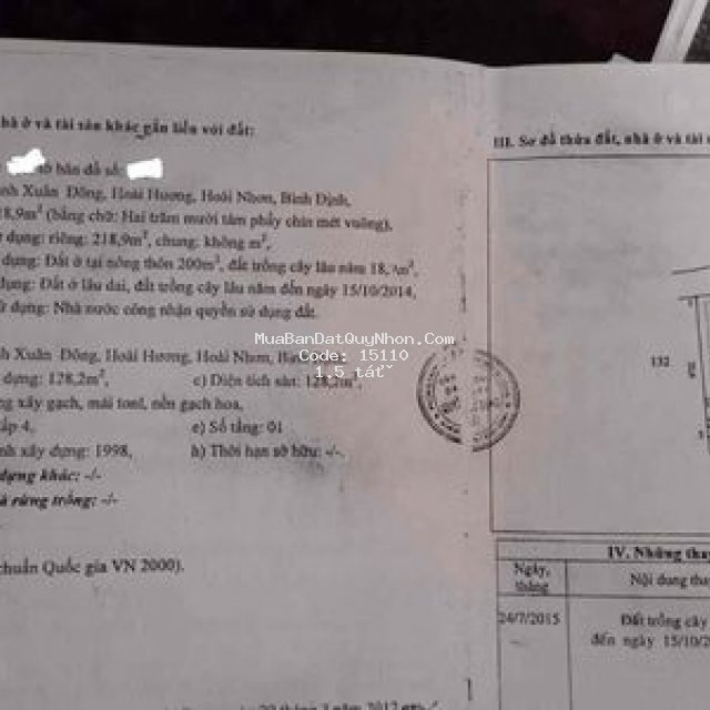 Nhà và đất cần bán !hoài hương hoài nhơn bình đinh