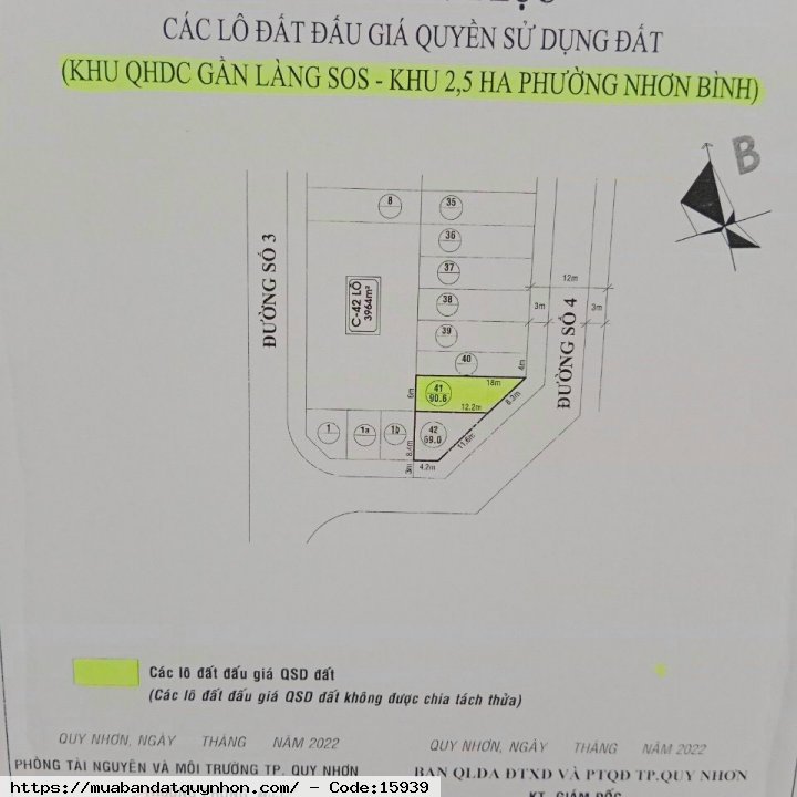 Sang phiếu đất làng SOS_P Nhơn Bình_TP Quy Nhơn - Vị trí: lô cạnh góc, gần trường, gần chợ, gần chung cư... - Diện tích: 90,6m2 ngang 6m - Hướng: Đông Nam - Lộ giới: 12m - Giá bán: 1 tỷ 920 triệu 