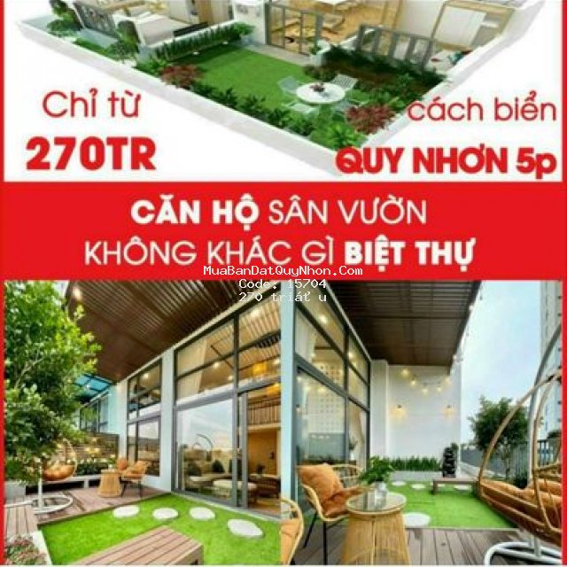 Sở hữu căn hộ sân vườn calla quy nhơn với 270tr