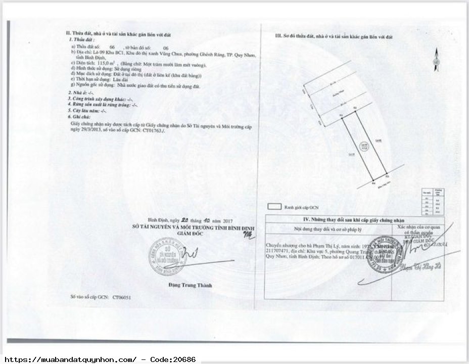 Bán đất khu đô thị vũng chua_P Ghềnh Ráng_Tp Quy Nhơn - Diện tích: 115m2 - Lộ giới 15,5m - Giá 4,7 tỷ 