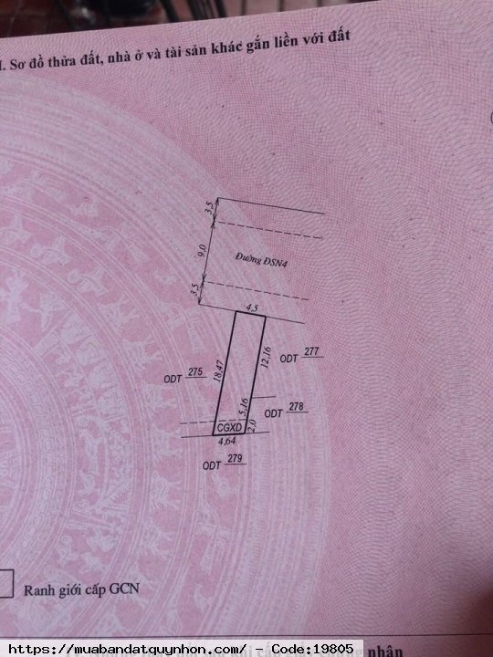 Bán đất ngay trung tâm huyện Tuy Phước - Diện tích: 80,5m2 ngang4,5m - Vi trí : ngay sau lưng tòa án huyện tuy Phước - Giá 1,5 tỷ