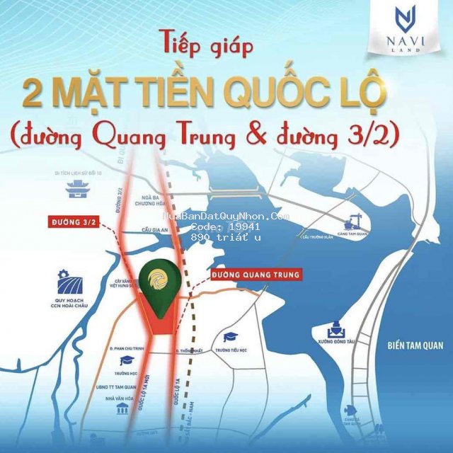 Bán gấp lô đất - 2 mặt tiền quốc lộ - tt hoài nhơn