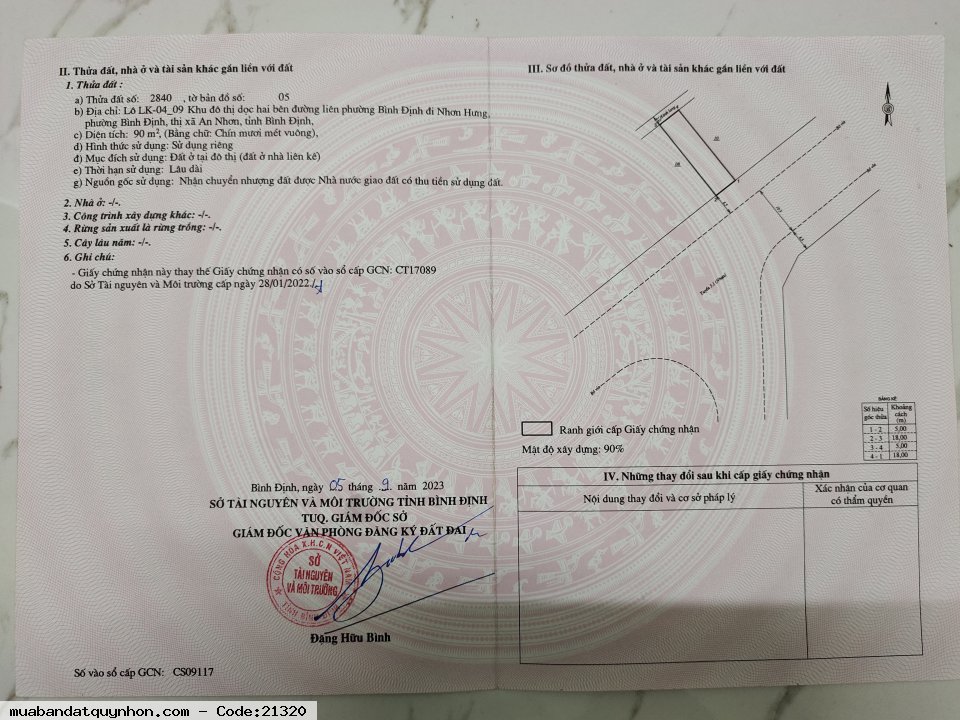 Bán lô đất chính chủ khu chợ mới An Nhơn