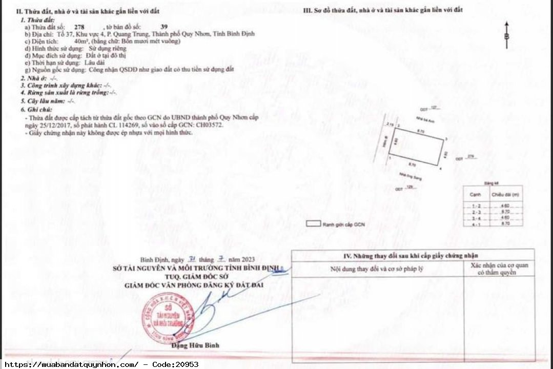 Bán lô đất khu gara quyền p Quang Trung, tp Quy Nhơn - Diện tích 40m2 - Hướng tây bắc - Giá 1 tỷ 320 triệu Bán lô đất khu gara quyền p Quang Trung, tp Quy Nhơn - Diện tích 40m2 - Hướng tây bắc - Giá 1 tỷ 320 triệu