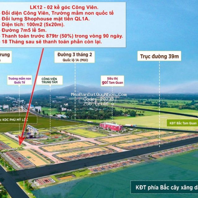 Cắt lỗ nhanh lô đất đối diện công viên, song song quốc lộ 1a chỉ 756tr