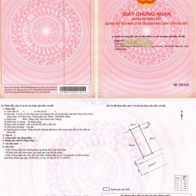 Chính chủ - bán cặp đất biển khu du lịch eo biển kỳ co – tp. quy nhơn