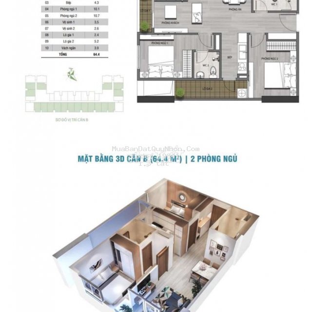 Chuyển nhượng căn 2 phòng ngủ ecolife