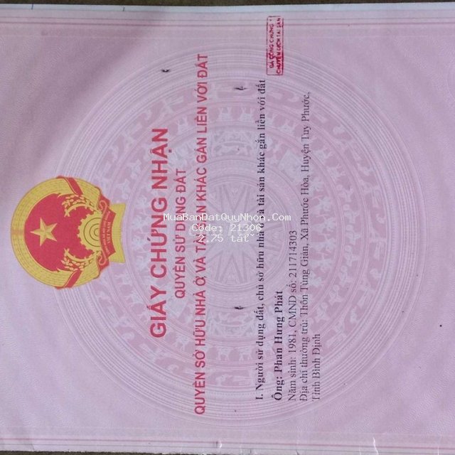 Lô góc 2 mặt tiền dt 183m2, thuộc dự án khu chợ mới phước sơn