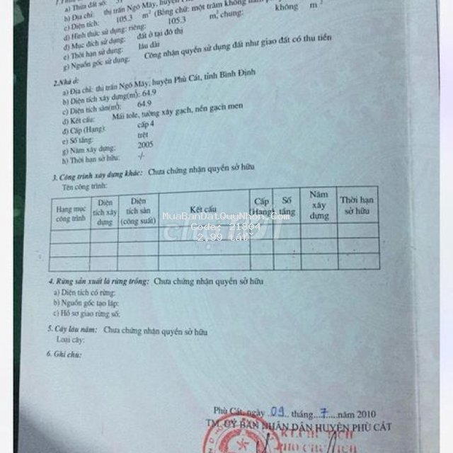 Bán mặt tiền 546 quang trung, tt ngô mây, phù cát Bán mặt tiền 546 quang trung, tt ngô mây, phù cát