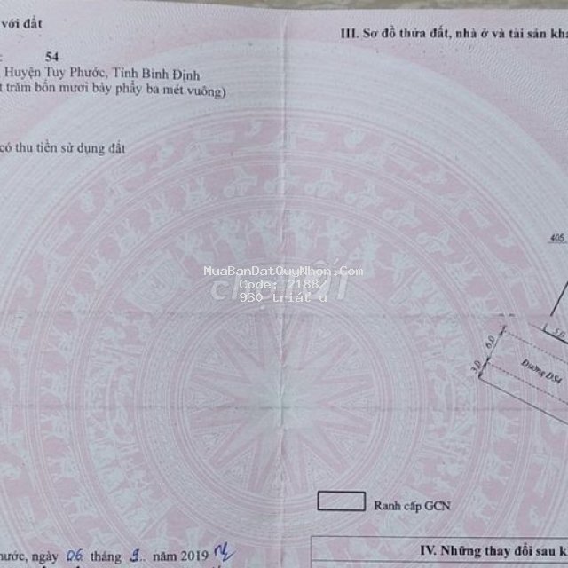 Bán nhanh lô đất gần sông gò bồi, phước hòa, tuy phước