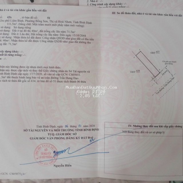 Cần bán lô đất vị trí đẹp tại phường bồng sơn, hoài nhơn, bình định
