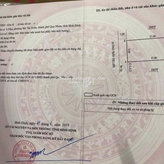 Chính  chủ bán 142m đất - khu tđc 9,26ha p. bùi thị xuân, 2ty5 tl shr
