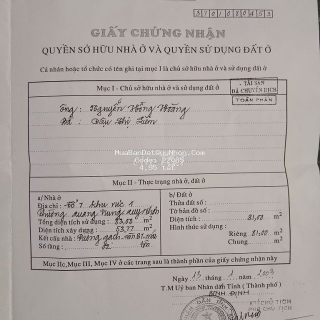Chính chủ cần bán nhà mặt tiền đoàn nguyễn tuấn , quang trung quy nhơn