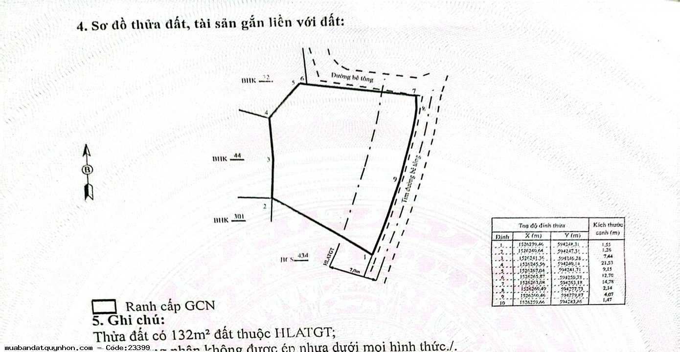 Bán đất 3 mặt giáp đường bê tông