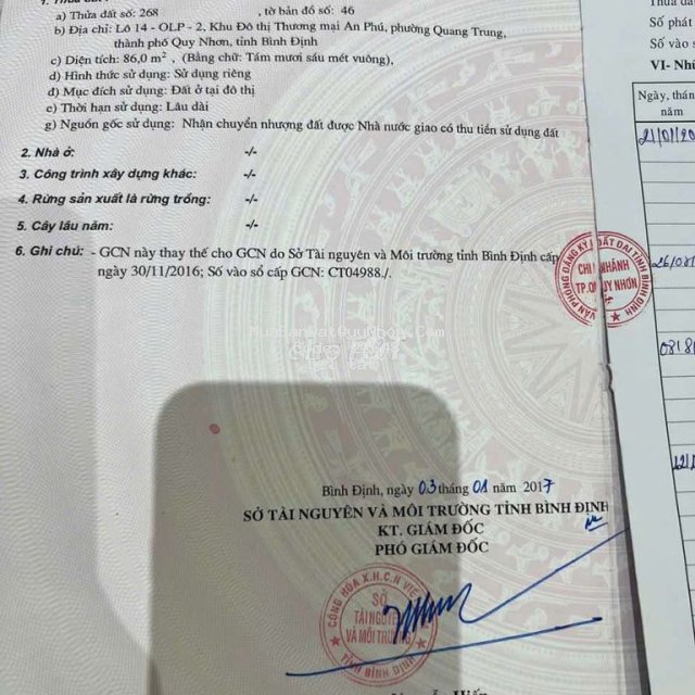 ✅bán lô đất đẹp mặt tiền đường lưu quang vũ, khu an phú,  quy nhơn