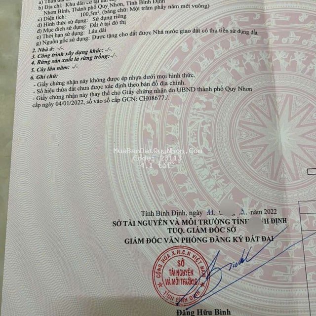Bán lô đất mặt tiền đường hoa lư, phường nhơn bình, quy nhơn Bán lô đất mặt tiền đường hoa lư, phường nhơn bình, quy nhơn