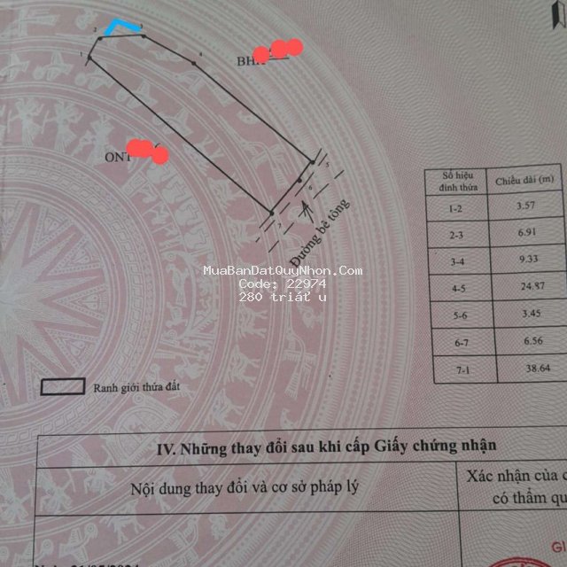 Chính chủ bán lô đất mỹ hiệp