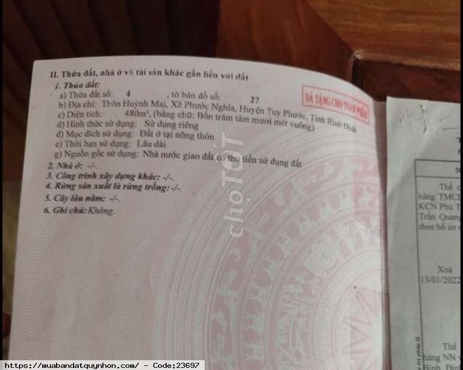 đất bán. huỳnh mai tuy phước gần đô thị đại phú gia. dtich .480m đất bán. huỳnh mai tuy phước gần đô thị đại phú gia. dtich .480m