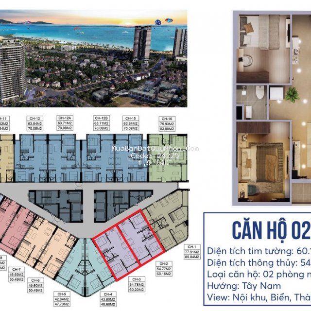 Bán căn hộ phú tài central life quy nhơn - căn 2pn giá chỉ từ 1 tỷ 9