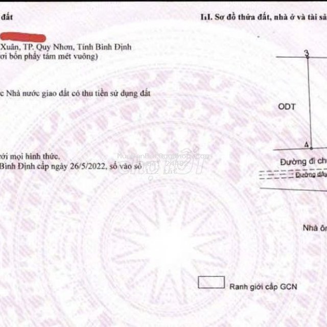 Bán đất khu vực đường âu cơ, bùi thị xuân, quy nhơn