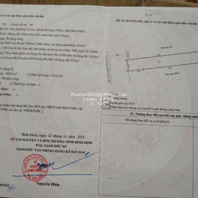Bán nhà 64 trần cao vân, tp.quy nhơn, tỉnh bình định cũ Bán nhà 64 trần cao vân, tp.quy nhơn, tỉnh bình định cũ