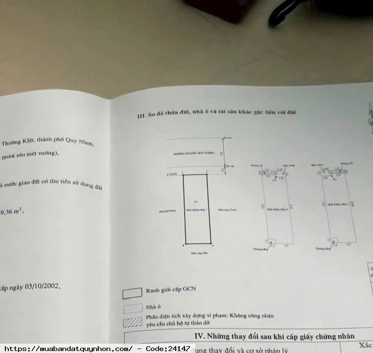 Bán nhanh nhà 3 tầng mặt tiền đường Nguyễn Huy Tưởng tp Quy Nhơn dt 80m2