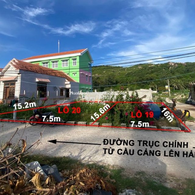 đất đảo cù lao xanh - nhơn châu. 15x15,6m sổ hồng 100% thổ cư