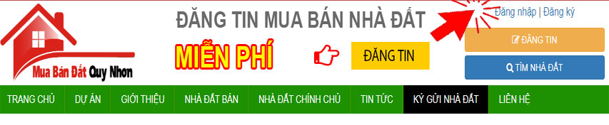 Hướng dẫn đăng nhập, đăng tin mua bán nhà đất quy nhơn miễn phí
